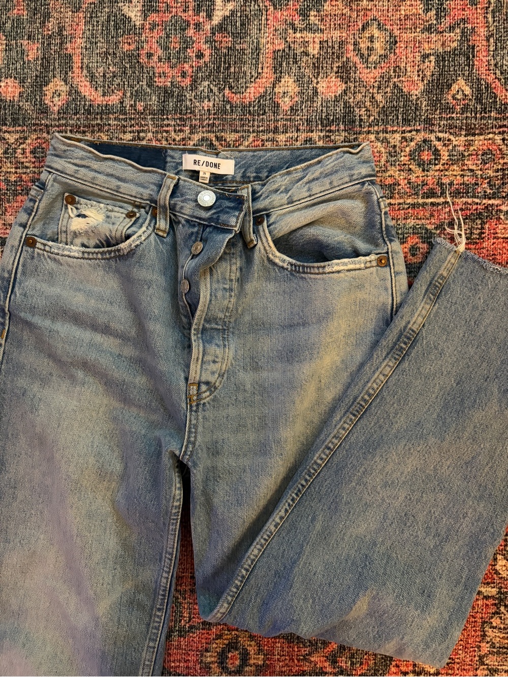 RE/DONE Women’s Light Blue High Rise Button-Fly Jeans